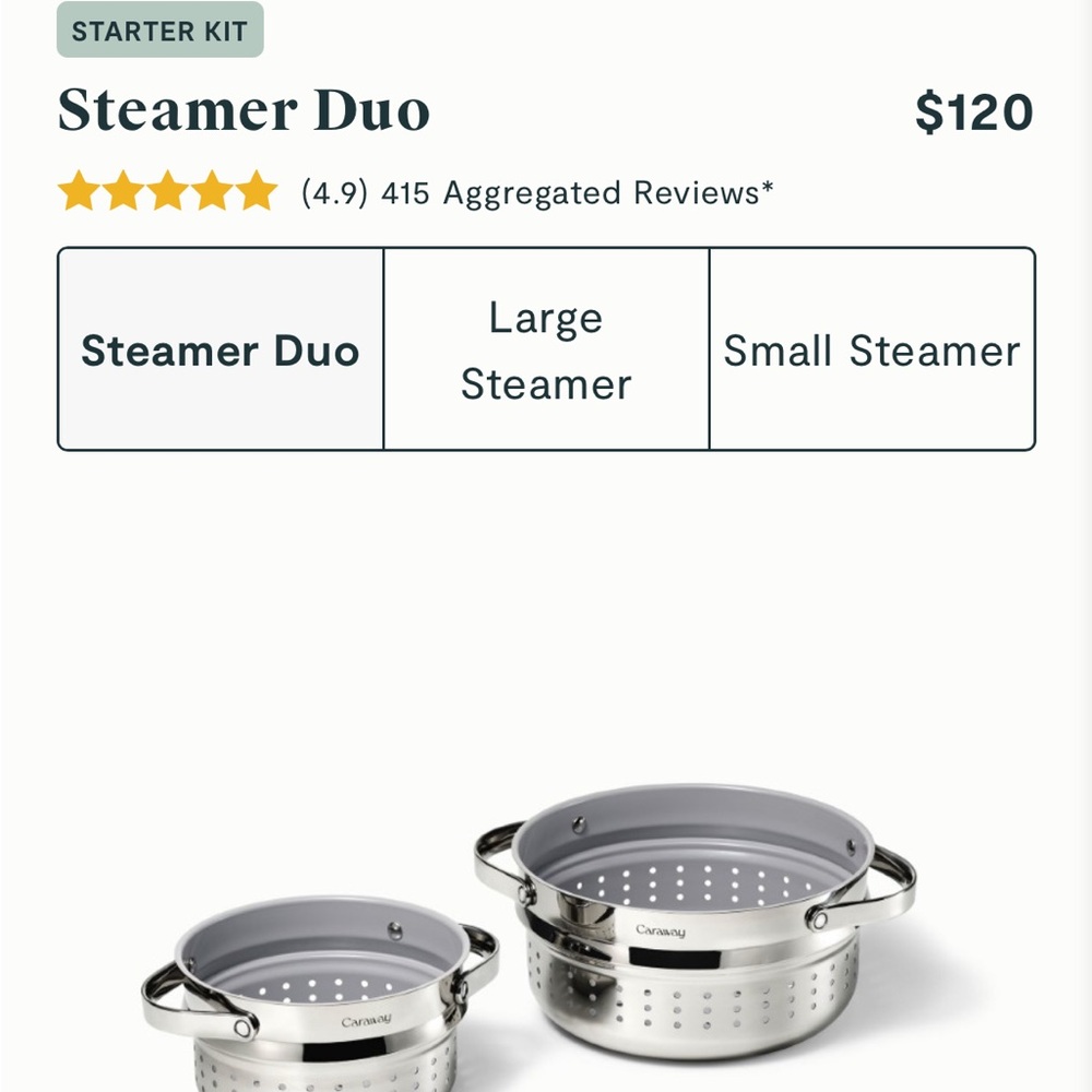 Caraway Steamer Duo Set - Stainless Steel